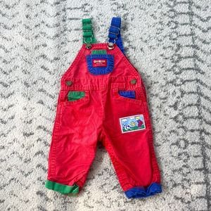 Vtg Osh Kosh Bgosh Vestback Colorblock Overalls 6-9mos
